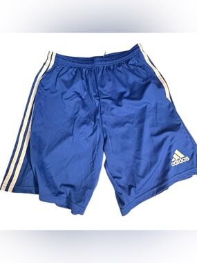 adidas Royal Blue Athletic Shorts with White Stripes